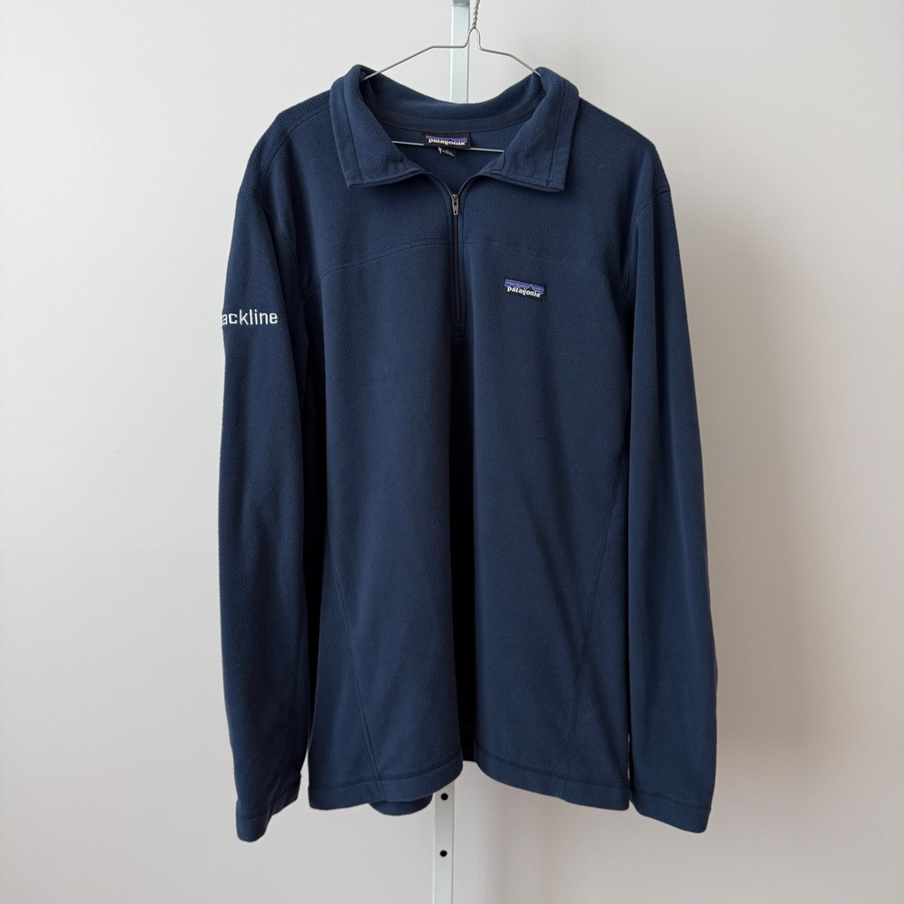 Patagonia sz L Micro D 1/4 Zip Fleece Pullover Blue Stackline Outdoors Casual